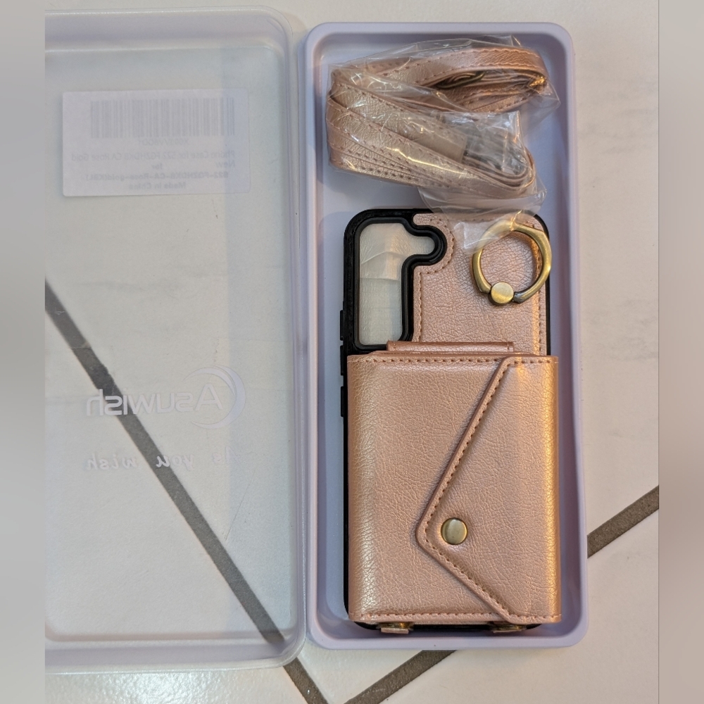 Samsung Galaxy S22 Phone Case with Card Holder - Rose Gold